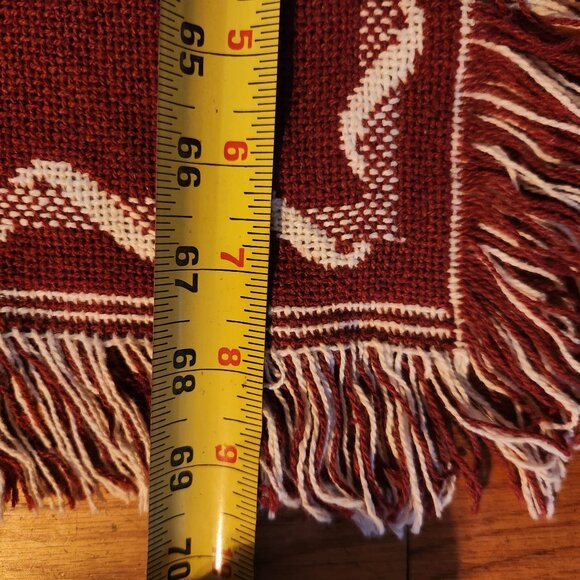 Vintage Christmas Woven Cotton Throw Blanket 47" X 70" Made In Spain With Fringe - Picture 3 of 5